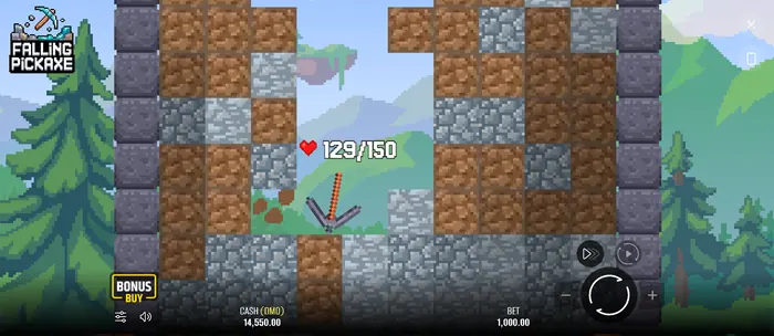 Falling Pickaxe Bonus Buy meniu.